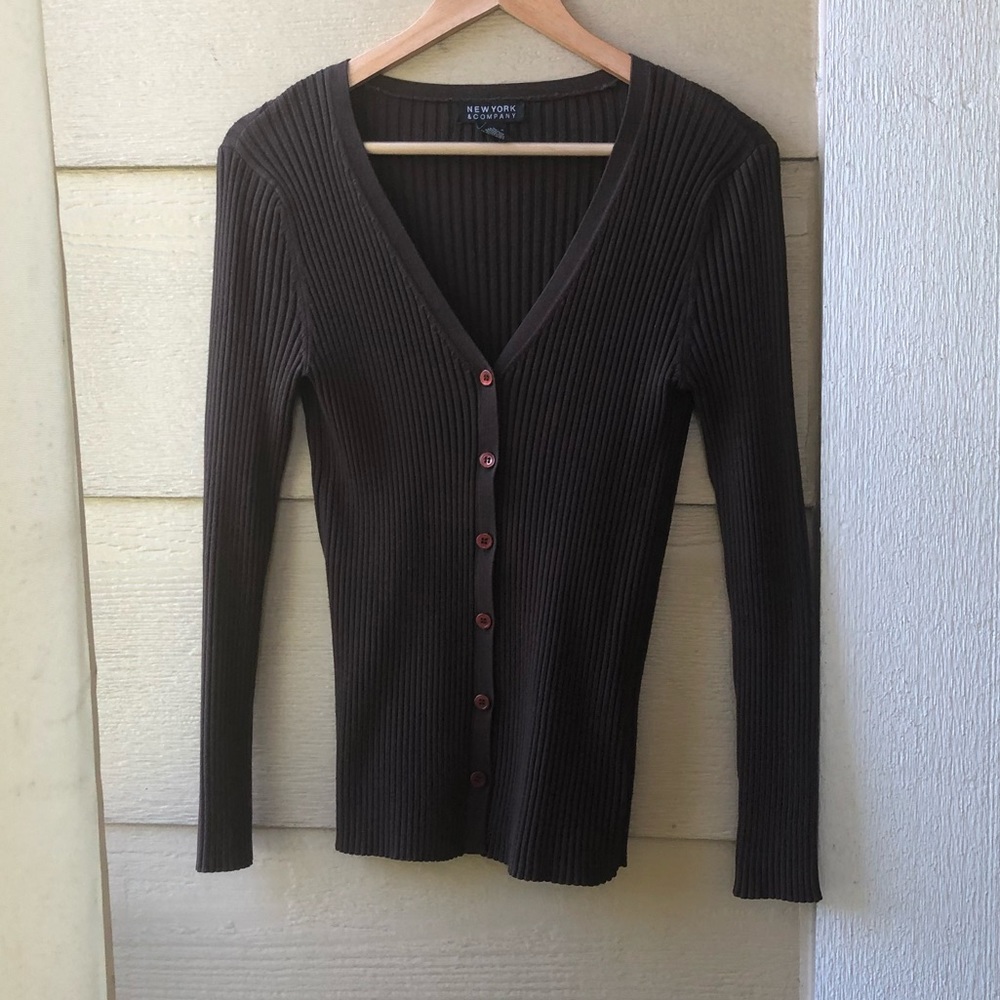 New York & Company brown cardigan sweater